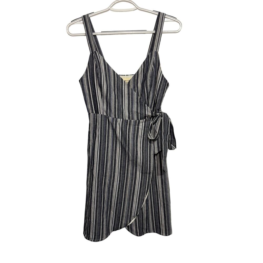 Victoria + Sophia stripe mini wrap dress womens small‎ boho fairy summer coastal